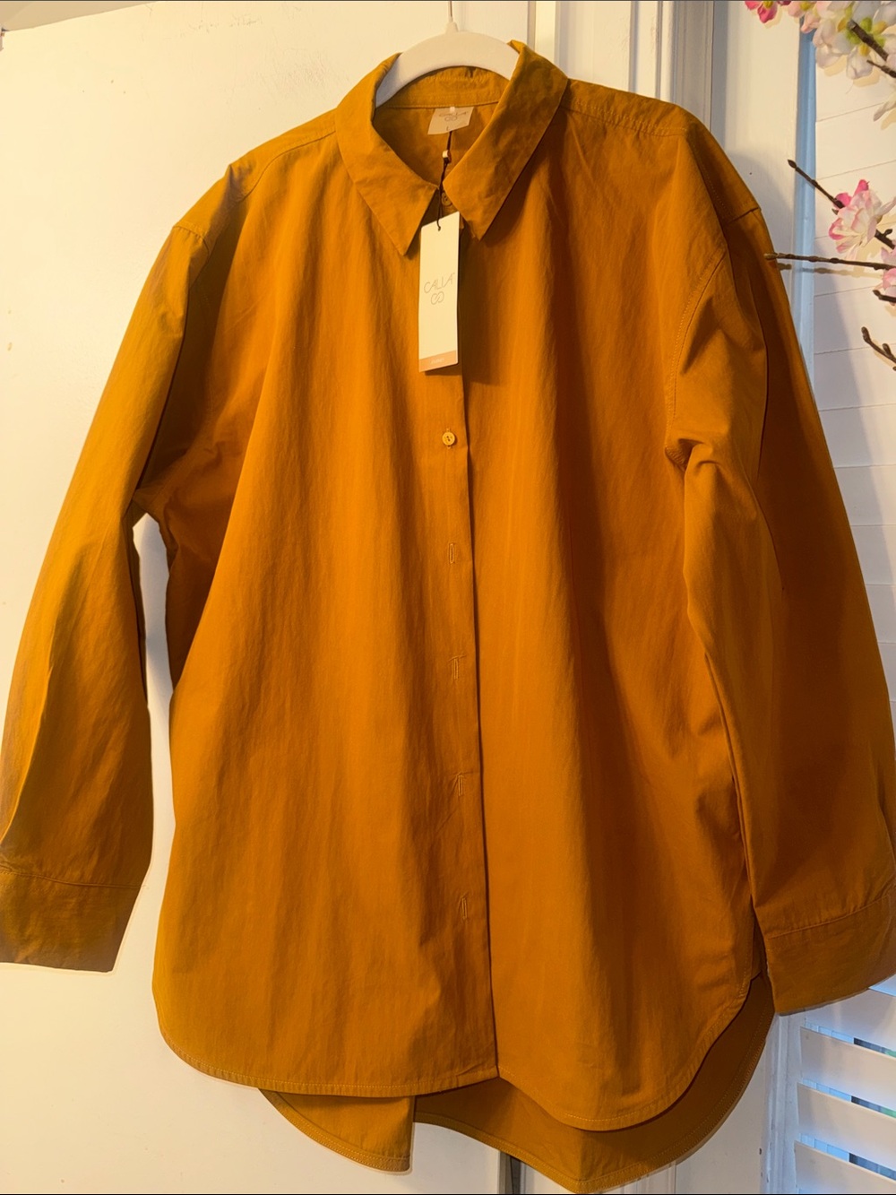 CALIA by Carrie Underwood Mustard Button-Front Oversized Shirt Jacket